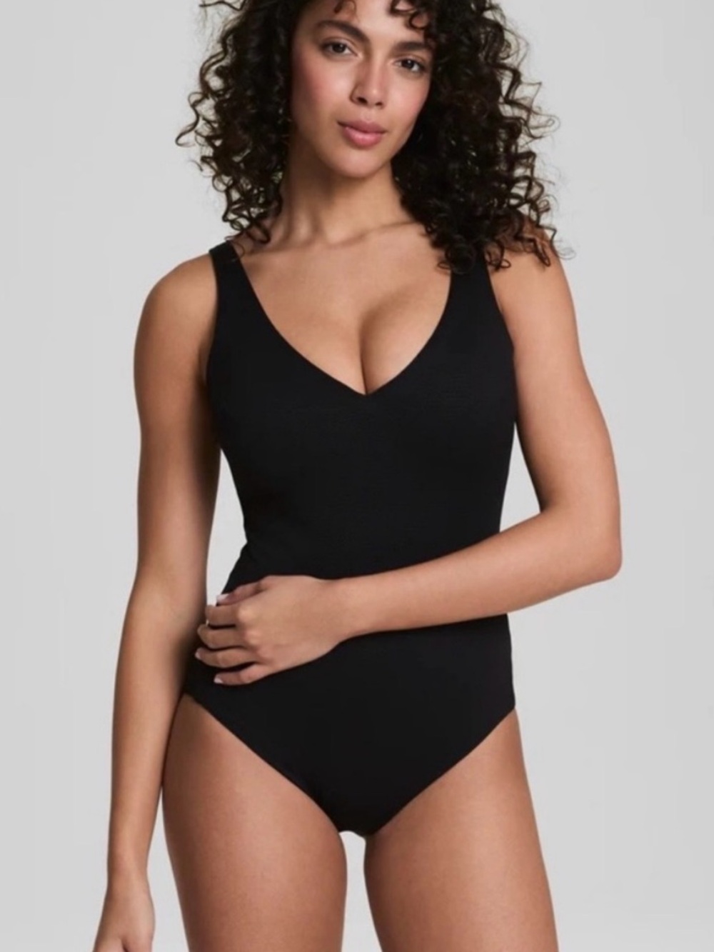 Spanx Pique Shaping One Piece Swimsuit Women’s Size Large Very Black New